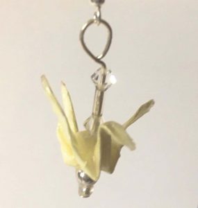 Light yellow crane earring with sterling silver ear wire