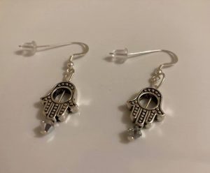 Hamsa earrings with sterling silver ear wire