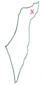 Israel with Tzfat pin-pointed