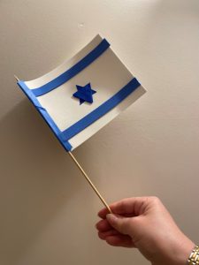 Israeli Flag with Origami Magan David